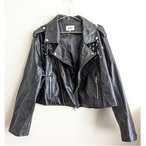 Moto faux leather jacket with star studs